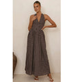 Goods Polka Dot Halter Deep V Plunge Dress Vacation Dress