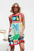 Dress Positioning Multicolor Printing Sleeveless Vest Dress