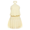 Spring Women Clothing Solid Color Slim Halter Sleeveless Backless Sexy Trend Pleated Dress Women