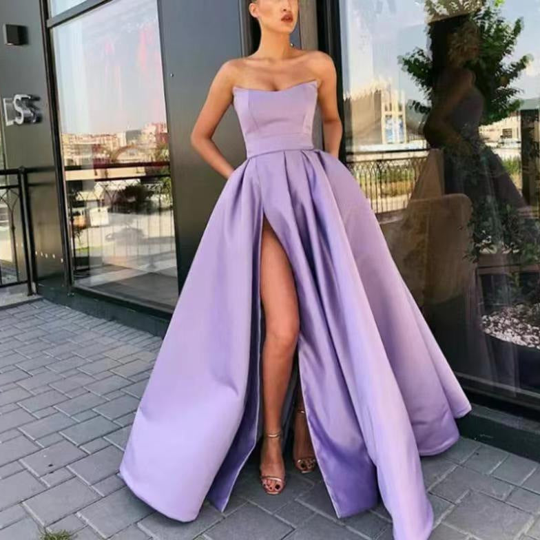 Dress Performance Dress Sexy Tube Top Split Long Cocktail Host Evening Dress