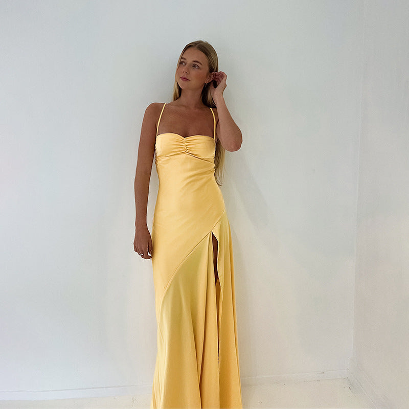 Autumn Socialite Camisole Dress Split Slimming Maxi Dress for Women