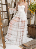 Dress Spring Mercerized Sheer Mesh Sexy Figure Flattering Tiered Dress Women
