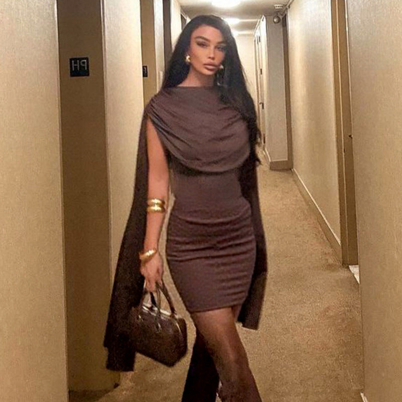 Women Clothing Slim Fit Swing Collar Design Sleeveless Sexy Dress