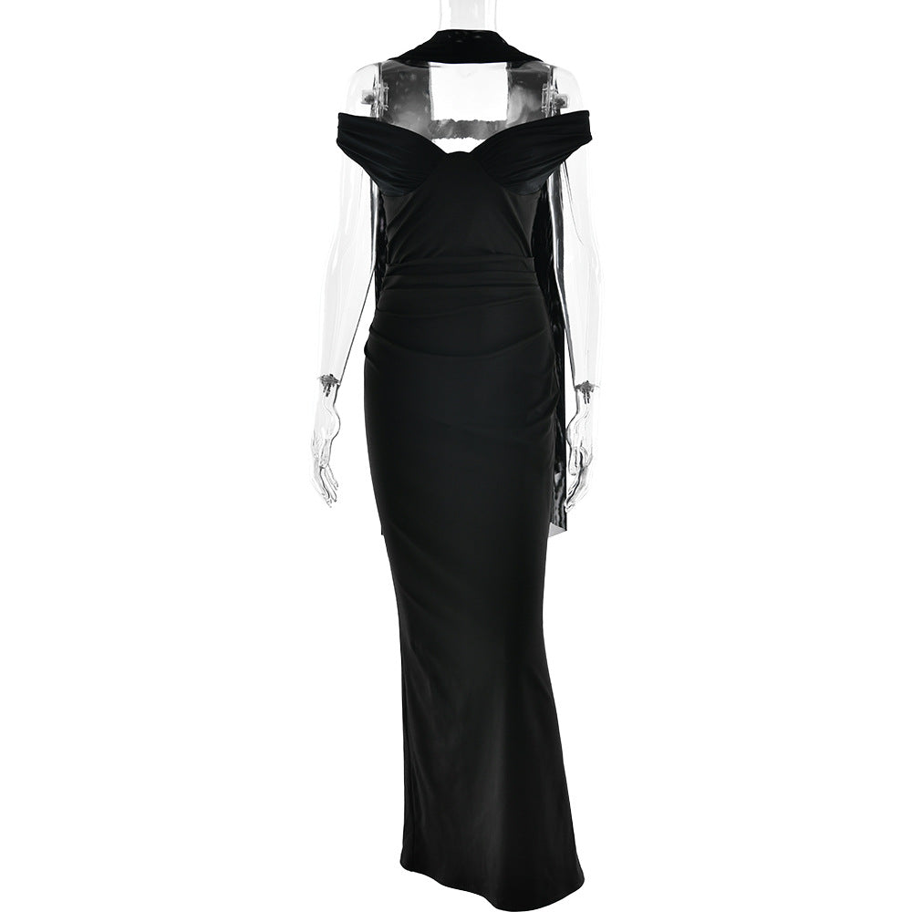 Elegant Tube Top Solid Color Dress Sexy Sleeveless Slim Fit Backless Dress
