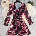 Autumn Bohemian Printed Loose Long Sleeves Short Dress Women Clothing