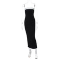 Women Clothing Spring Summer Sexy Tube Top Black White Color Matching Waist Slimming Slit Dress
