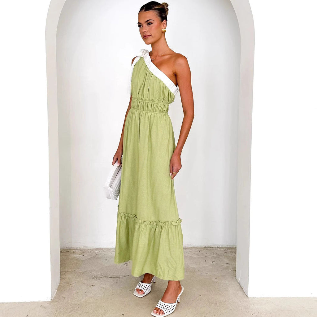 Summer Casual Lace up Solid Color Dress