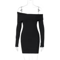 Women Clothing Autumn Slim Solid Color Sheath Dress
