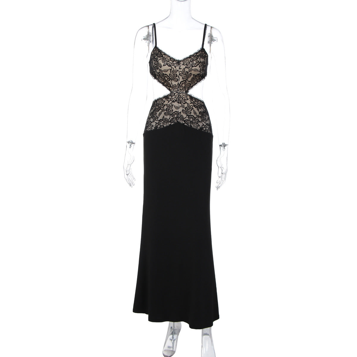 Women Clothing Autumn Sexy Hollow Out Cutout out Lace Splicing Sling Sheath Dress for Women