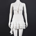 Women Clothing Dress V neck Hollow Out Cutout Pettiskirt Neck Strap Backless Fine Wool Dress