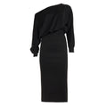 Autumn Winter Women Clothing Cross Shoulder Bag Hip Long Sleeve Dress Party Comfortable Keep Warm Solid Color Gentle Maxi Dress
