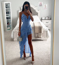 Sexy Sling Irregular Asymmetric Solid Color Dress