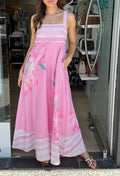 Summer Dress Printed off Neck Expansion Dress Vacation Maxi Dress
