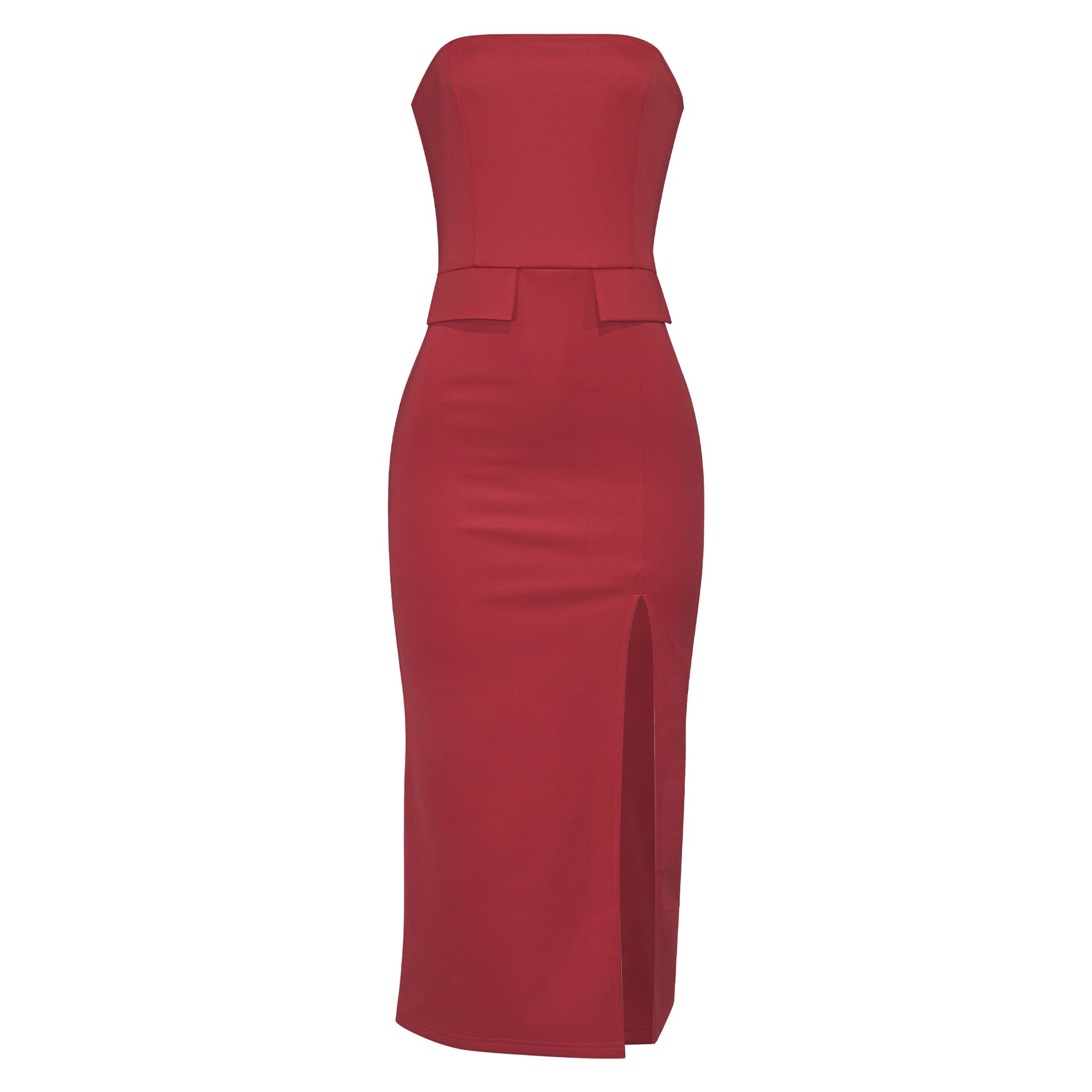 Solid Color Pocket Sleeveless Sexy Bandeau Slim Fit High Waist Short A line Dress