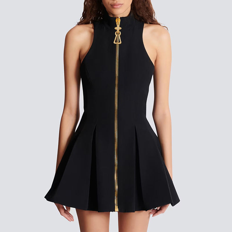 Sexy Graceful Vest Short Dress Autumn Niche Design Solid Color Dress Women
