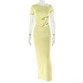 Solid Color Elegant Women Sheath Slim Fit One Step Dress Hollow Out Cutout Asymmetric Dress Evening Party Dress