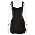 Strap Tube Top Dress Sexy Waist Trimming Solid Color Pleated Sleeveless Dress