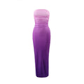 Women Clothing Summer Slim Fit Sexy Tube Top Gradient Color Mid Length One Step Dress