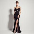 Sexy Satin High Slit Slim Fit Lace up Fishtail Long Annual Party Party Evening Dress