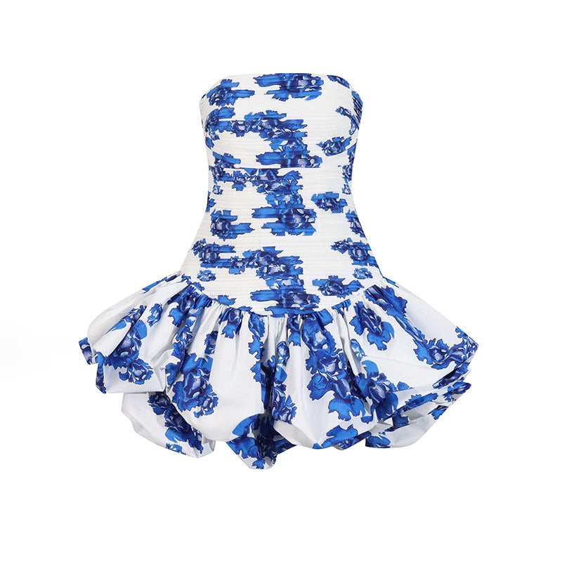 Personalized Socialite Dress Spring Tube Top High Waist Pleated Design Pettiskirt Dress Women