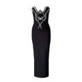 Niche Design Beads Rhinestones Tube Top Bandage One Piece Dress Party Evening Dress Slim Fit Maxi Dress