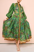Autumn Printed Cardigan Printed Wide Hem Long Sleeve Dress for Women Amplified craft