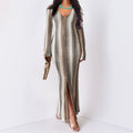Vacation Elegant Long Sleeve Narrow Maxi Dress Women Clothing Autumn Winter