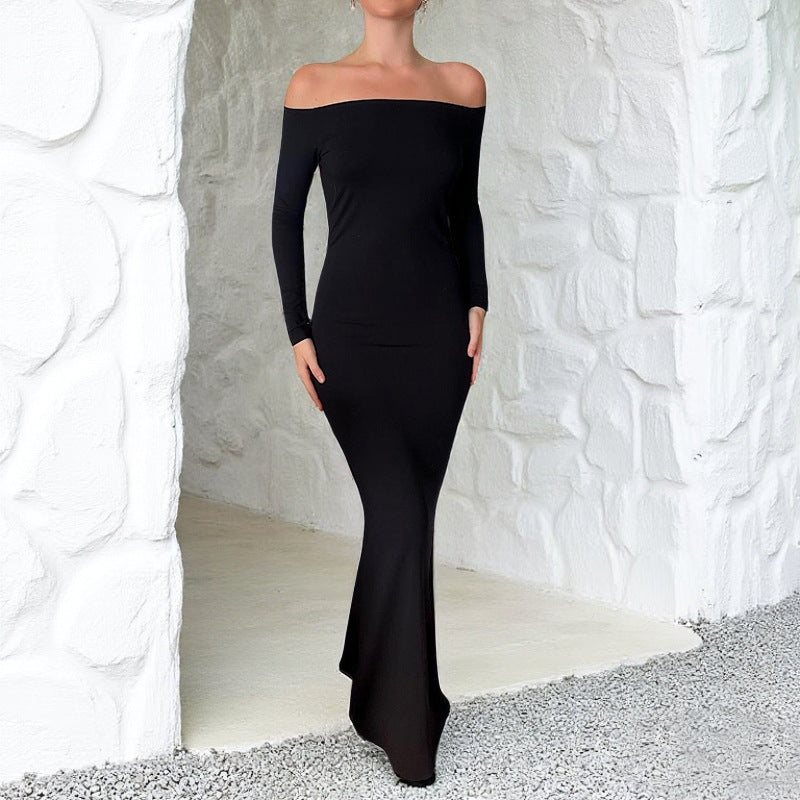 Backless Evening Maxi Dress Sexy Slim Long Sleeve Pack Sexy Dress