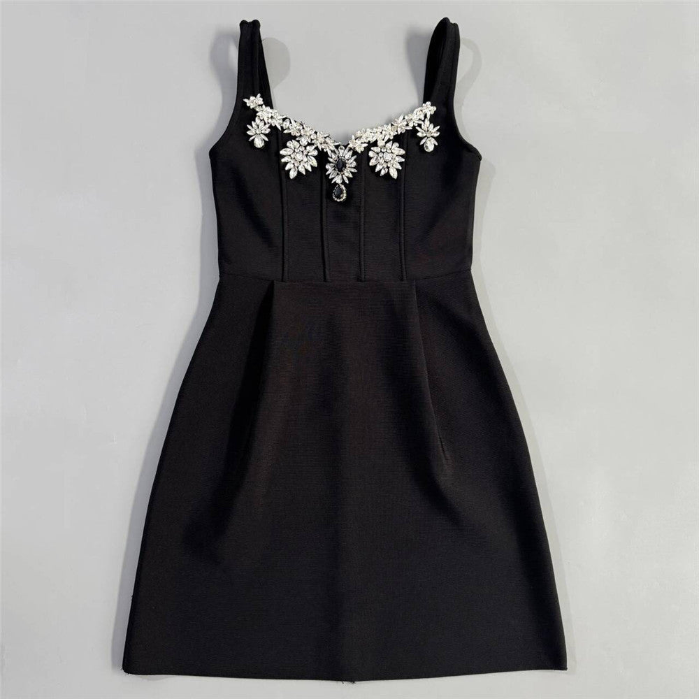 Sexy Strap Diamond Bandage One Piece Dress Ladies Cocktail Party Dress Elegant Dress