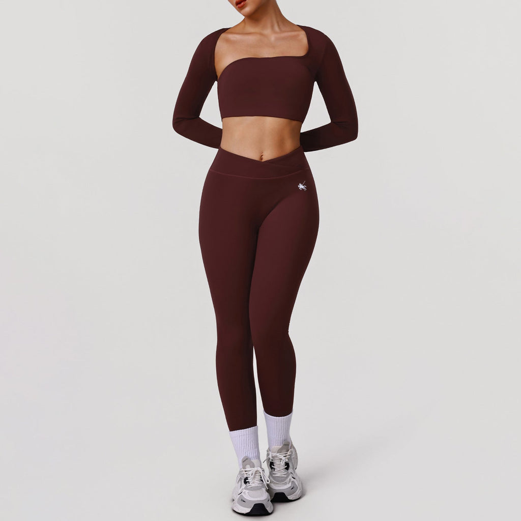 Nude Feel Hollow Out Cutout-out Beauty Back Sports Top Yoga Clothes with Pad High Elastic Hip Lifting Embroidered Logo Fitness Pants Two Piece Sets