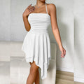 Summer Women Clothes Short Irregular Asymmetric off Neck Neck Sexy Dress