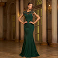 Women Clothing Advanced Sleeveless round Neck Sequ Slim Sheath Cocktail Fishtail Evening Dress