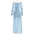 Summer off Shoulder Tube Top Dress Sexy Backless Pleated Slim Dress Women