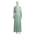 Spring Elegant Retro Diamond V neck Long Sleeve Dress Waist Slimming Dress for Women