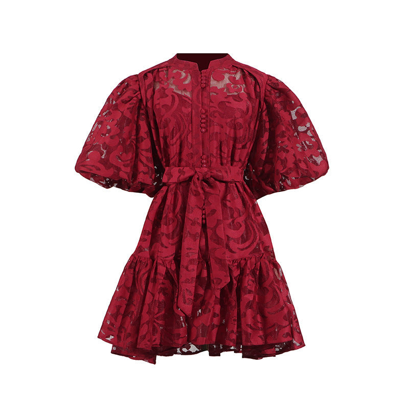 Spring Single Breasted Printed Lace up T shirt Shory Dress Women