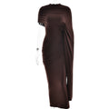 Arrival round Neck Shoulder Wrap Solid Color Dress Sexy Sexy Slim Fitting Patchwork Ribbon Dress