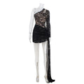 Spring Summer Diagonal Collar Sexy Lace Close Fitting Slim Fitting Sheath Dress Red Carpet Performance Dress