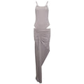 Sexy Sling Slim Fit Waist Pleating Design High Slit Sheath Maxi Dress