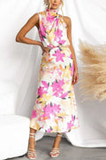 Summer Women Clothing Floral Print Sleeveless Strap Dress