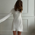 Fashionable Elegant Women Casual Loose round Neck Long Sleeve Satin Comfortable Dress Short