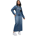 Women Clothing Women Long Sleeve Collared Button Split Maxi Dress