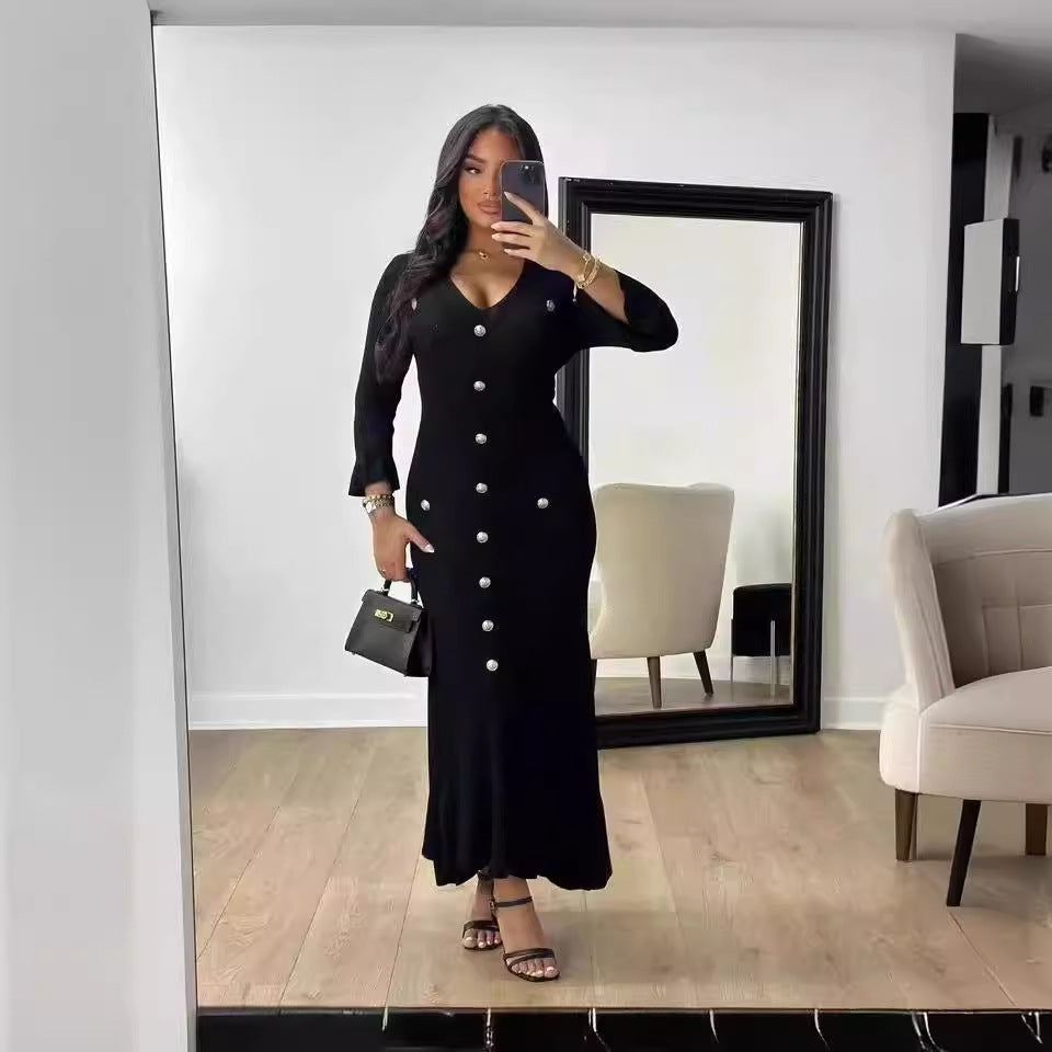 Fall Winter Long Slim Fit Slimming Knitted Long Sleeved Dress
