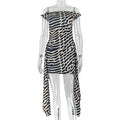 Special Women Clothing Street Leopard Print Printed Lace up Hip Dress Diagonal Collar Sleeveless Office Short Dress