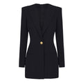Spring Autumn High Solid Color Long Sleeve Slim Fit Office Ladies Business Dress Women