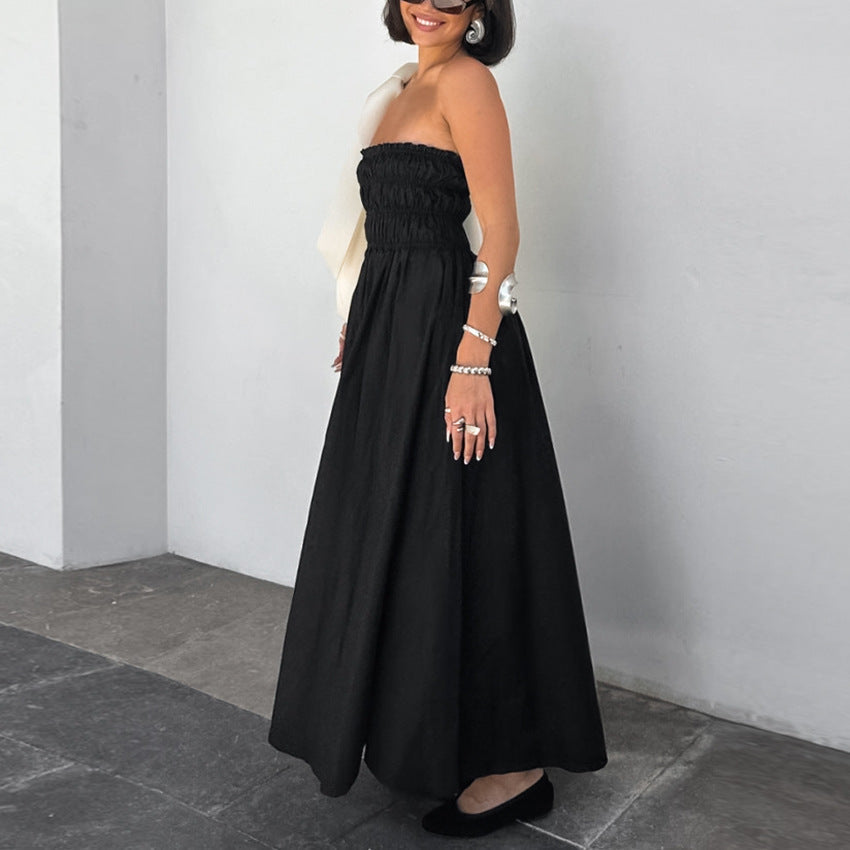 Summer Sexy Sleeveless Tube Top Elegant Slim Fit Dress High Sense Seaside Vacation Black Dress Women