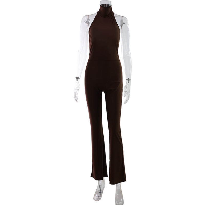 Sexy Millennium Sweet Cool Sleeveless Halter Backless Slim Fit Jumpsuit