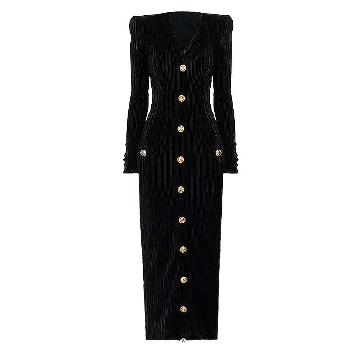 Spring Autumn Socialite Velvet Long Sleeves Slim Fit Slimming Back Zipper Dress