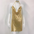 Metallic Coated Fabric Women Clothing Metal Sequ Dress Sexy Sweet Spicy Dress Rhinestone Cami Dress Women