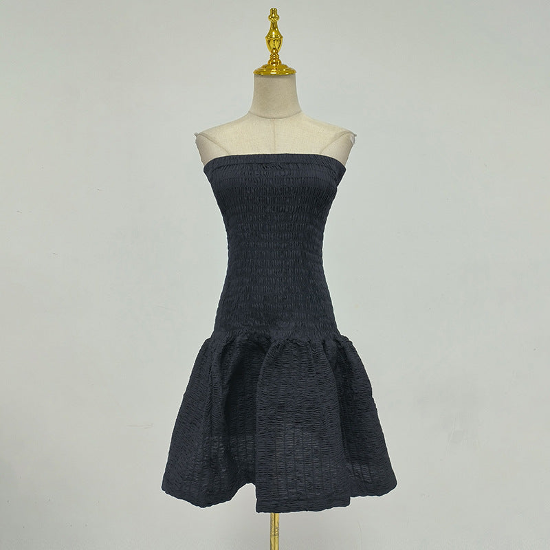 Gentle Stylish Slim Fit Short Tube Top Petti dress Spring Summer High Elastic Slimming Dress