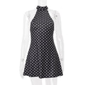Women Clothing Summer Polka Dot Printed Sexy Backless Waist Trimming Dress